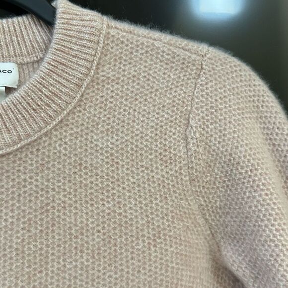 Club Monaco Honeycomb Crew Rose Cashmere Sweater, Size XSP - Picture 6 of 11